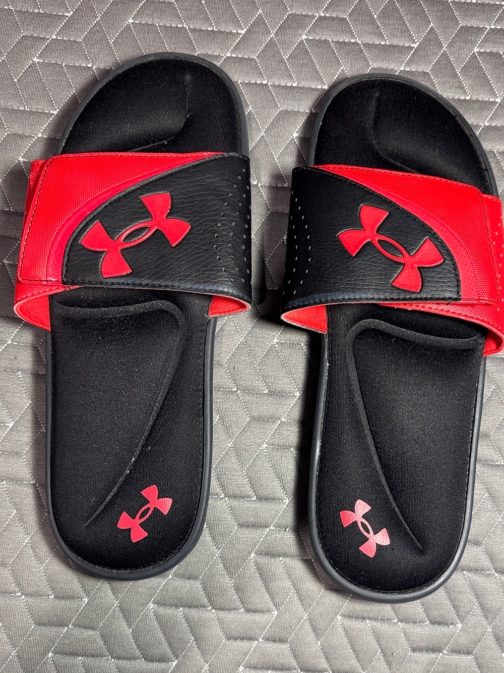 Under Armour Black and Red Men's Slide Sandals with Logo Strap